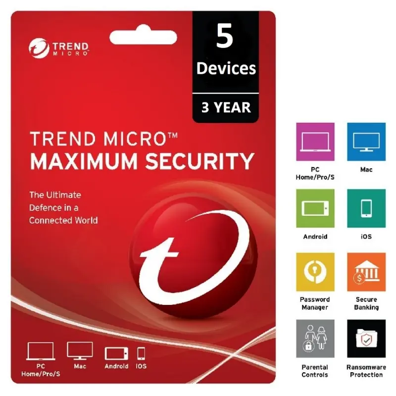 Trend Micro Maximum Security 3 Year for 5 Devices