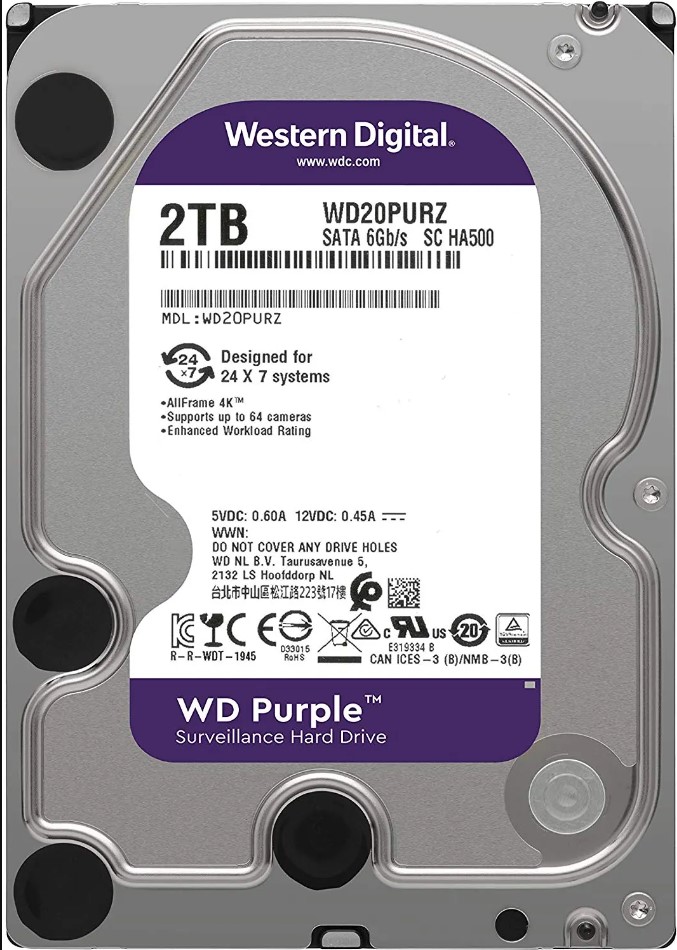 WESTERN DIGITAL 2TB PURPLE SATA INTERNAL HARD DRIVE