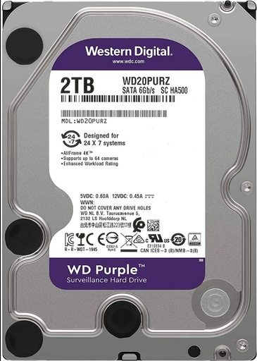 WESTERN DIGITAL 2TB PURPLE SATA INTERNAL HARD DRIVE